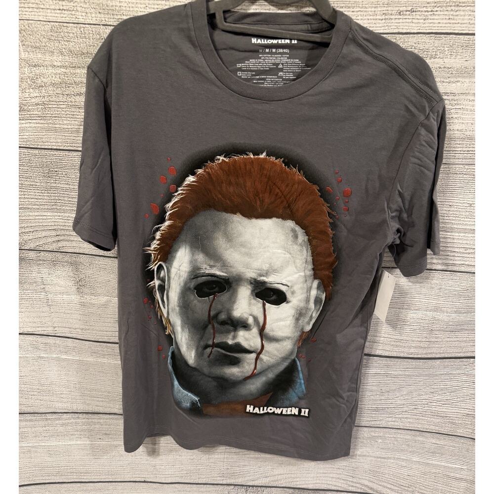 NWT Michael Myers Halloween 2 Gray Men’s Graphic Horror Tee Size Medium 38-40